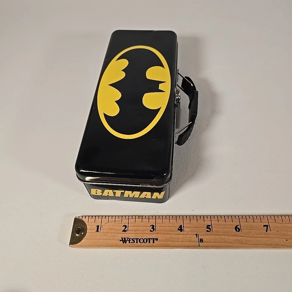 DC Comics Batman Black Tool Tin‎ Pencil/Pen Case with Handle Latch & Hinge